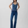 Denim Fitted Peplum Top