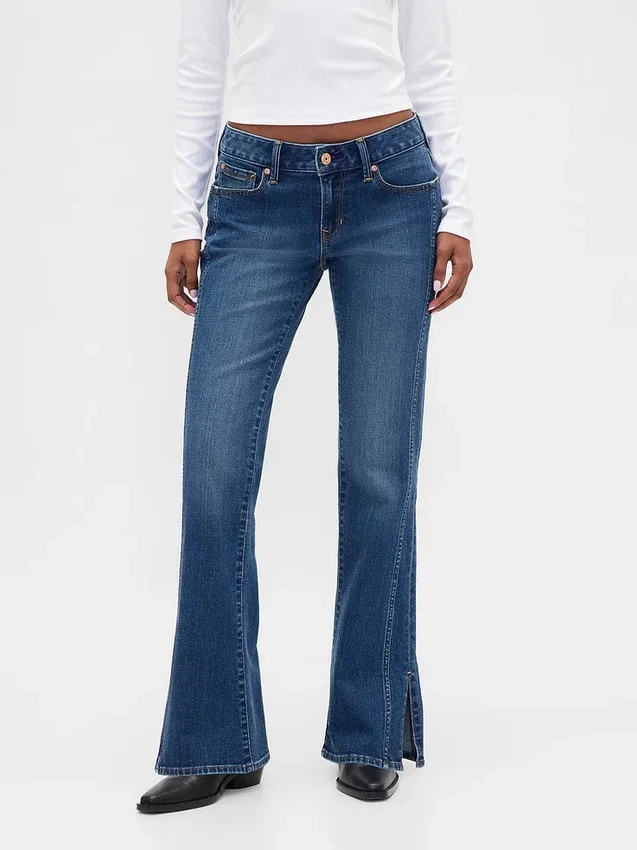 Low Rise Long & Lean Seamed Split-Hem Jeans