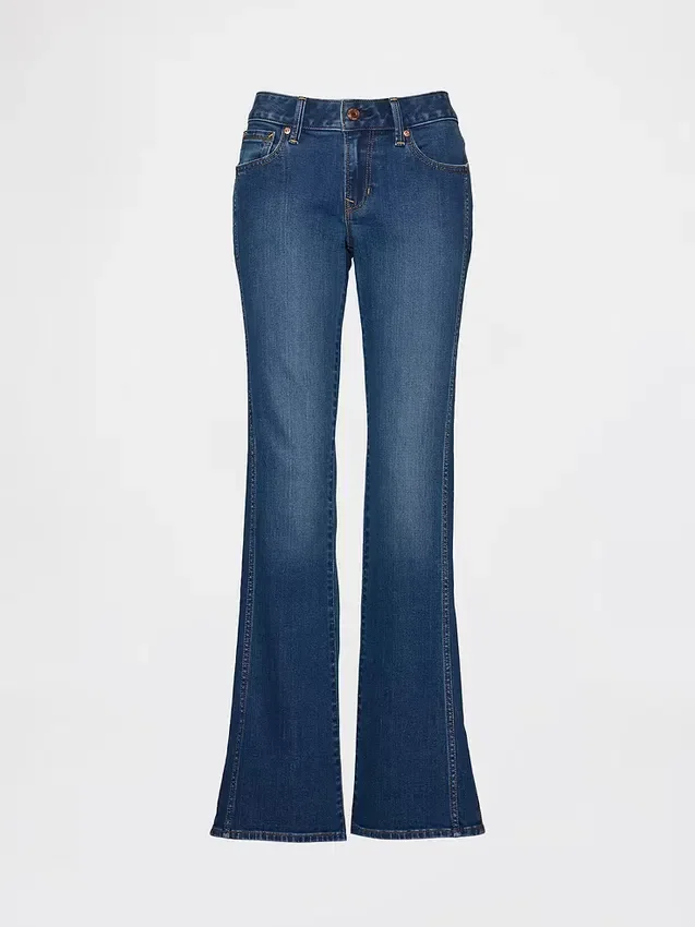 Low Rise Long & Lean Seamed Split-Hem Jeans