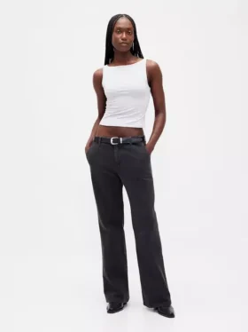 Low Rise Relaxed Flare Khakis