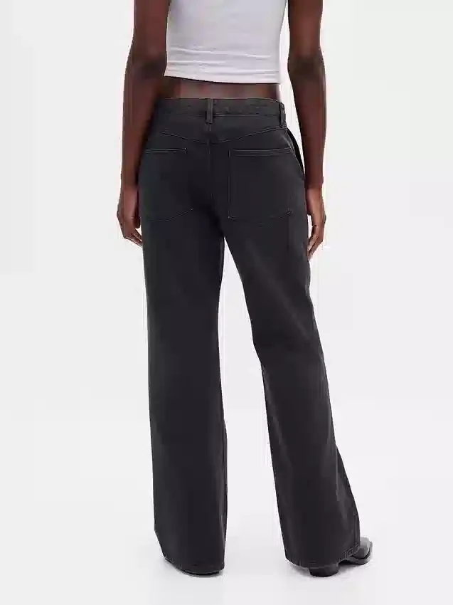 Low Rise Relaxed Flare Khakis