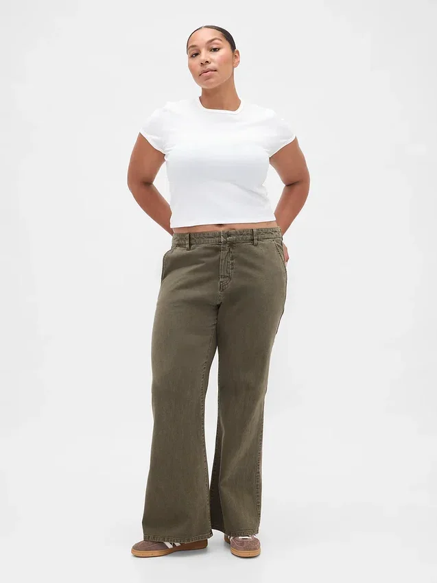 Low Rise Relaxed Flare Khakis