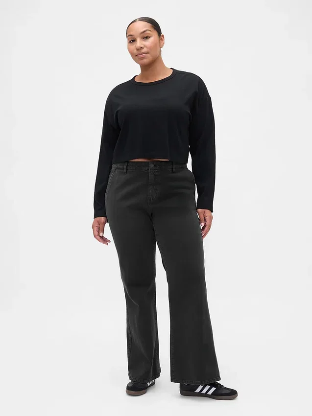 Low Rise Relaxed Flare Khakis