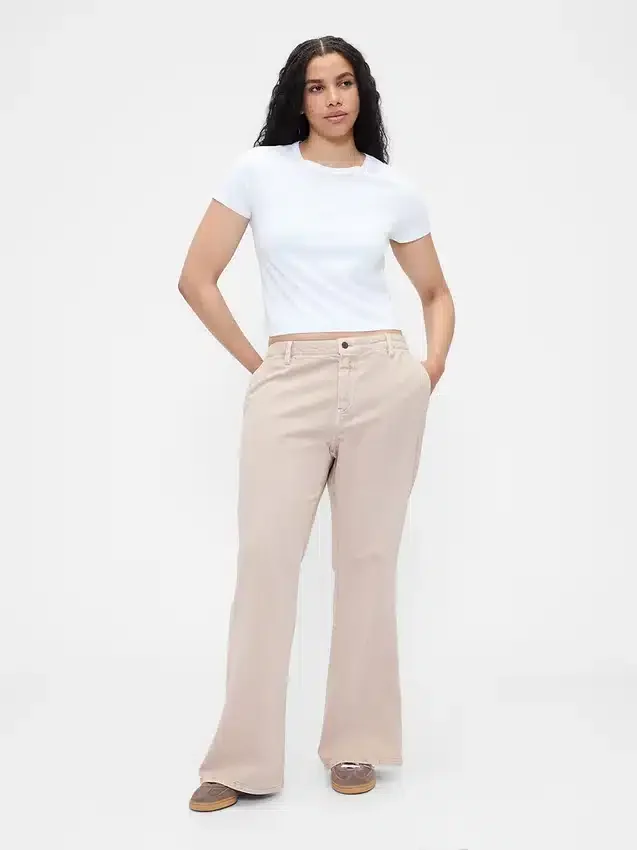 Low Rise Relaxed Flare Khakis