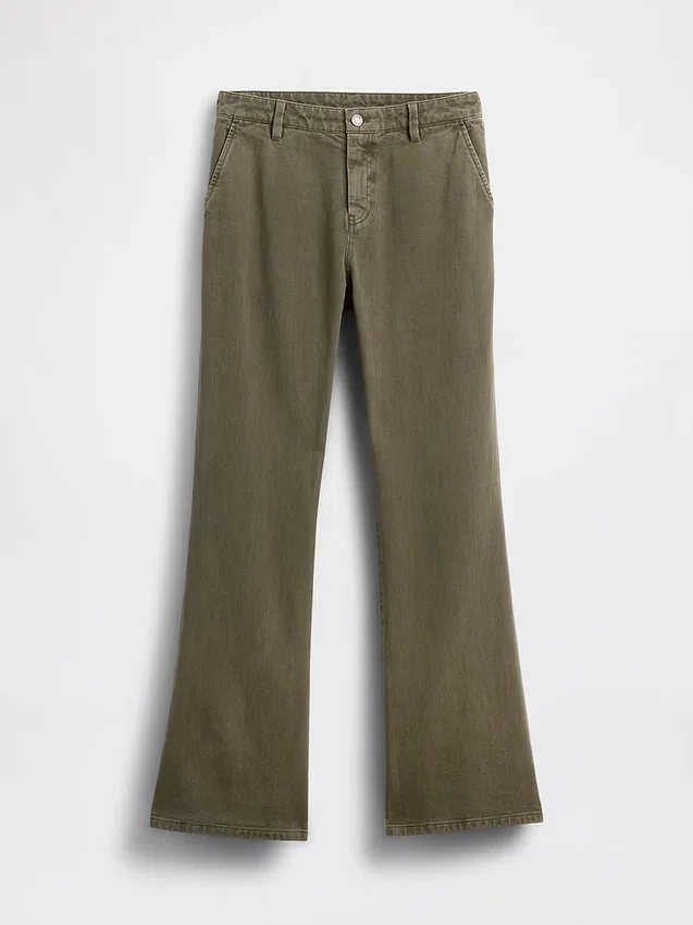 Low Rise Relaxed Flare Khakis
