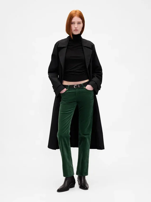 Low Rise Velvet '90S Slim Straight Pants