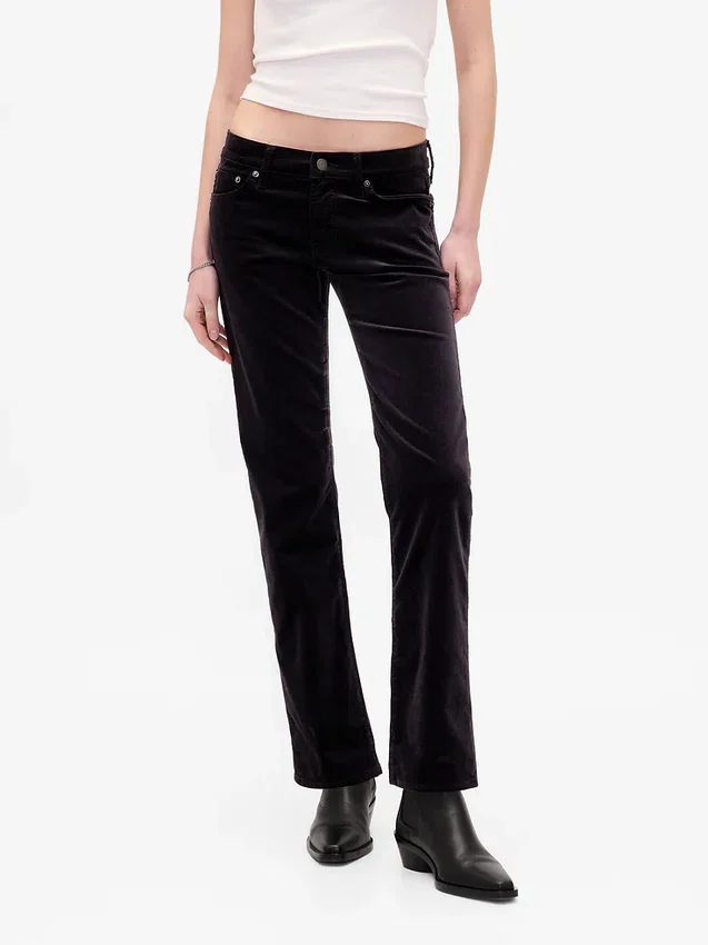 Low Rise Velvet '90S Slim Straight Pants