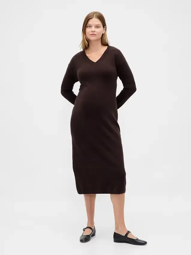 Maternity Cashsoft V-Neck Sweater Dress