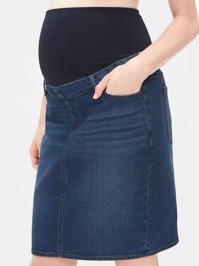 Maternity Full Panel Denim Skirt