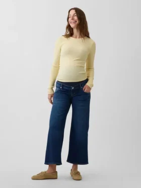 Maternity Full-Panel Stride Wide-Leg Jeans