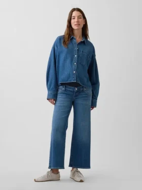 Maternity Full-Panel Stride Wide-Leg Jeans