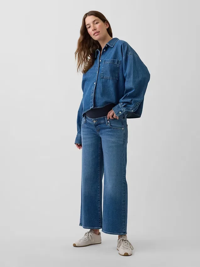 Maternity Full-Panel Stride Wide-Leg Jeans