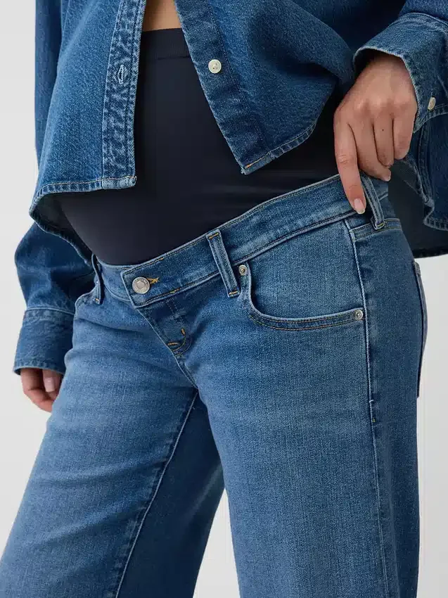 Maternity Full-Panel Stride Wide-Leg Jeans