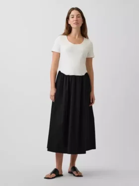 Maternity Mixed Media Drop-Waist Dress