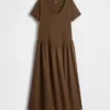 Maternity Mixed Media Drop-Waist Dress
