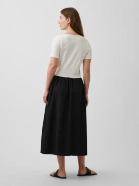 Maternity Mixed Media Drop-Waist Dress