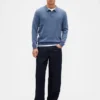 Merino Wool-Blend Polo Sweater