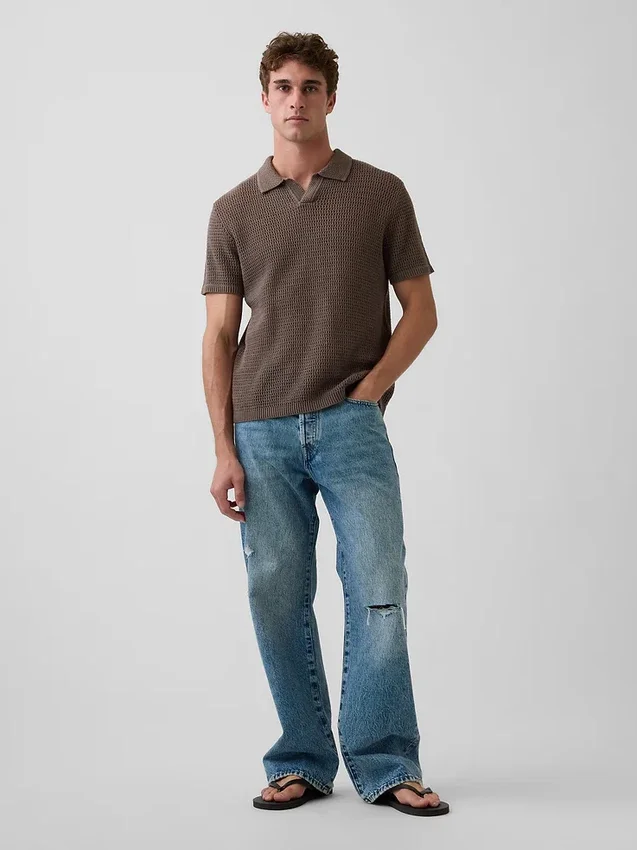 Mesh Polo Sweater