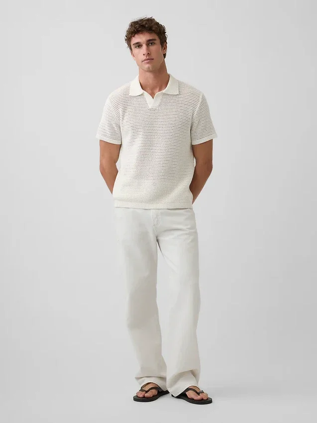 Mesh Polo Sweater