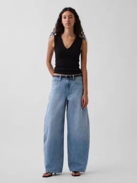 Mid Rise Baggy Taper Jeans