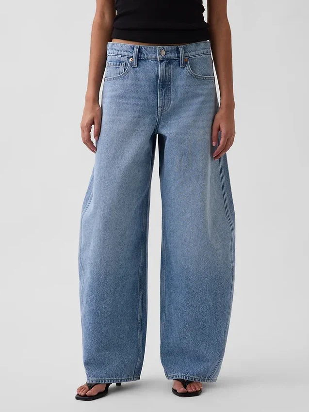 Mid Rise Baggy Taper Jeans
