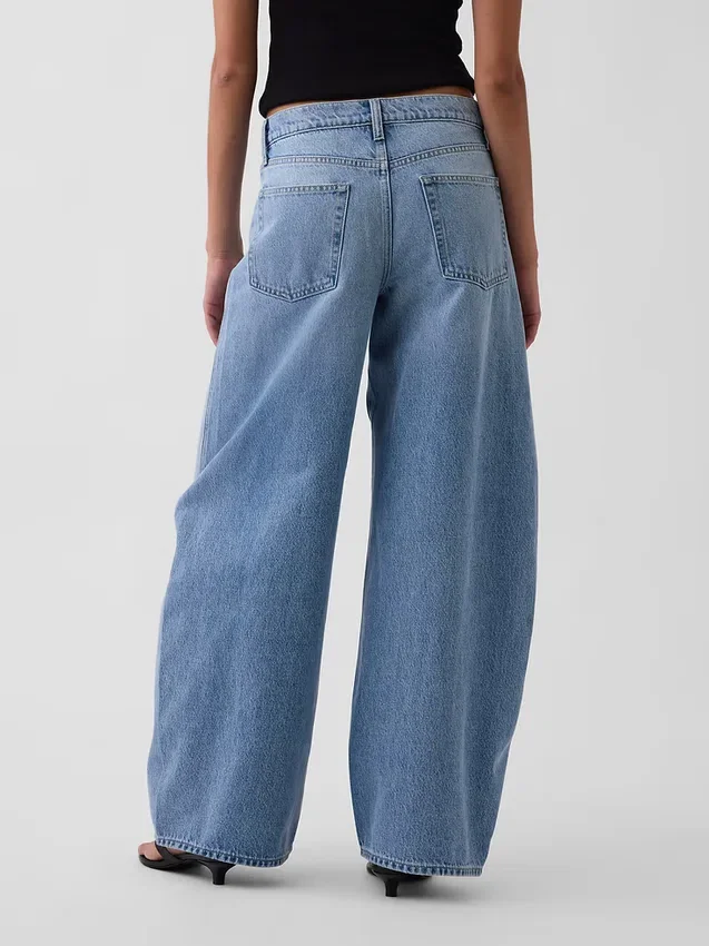 Mid Rise Baggy Taper Jeans