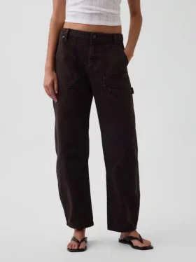 Mid Rise Barrel Utility Ankle Pants