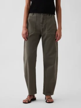 Mid Rise Barrel Utility Ankle Pants