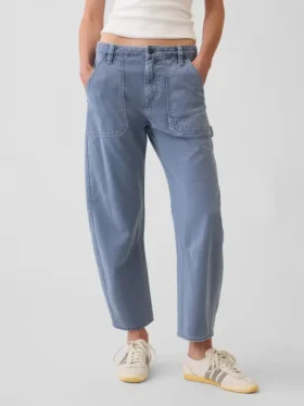 Mid Rise Barrel Utility Ankle Pants