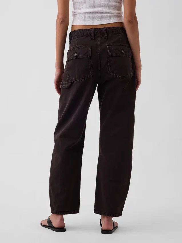 Mid Rise Barrel Utility Ankle Pants