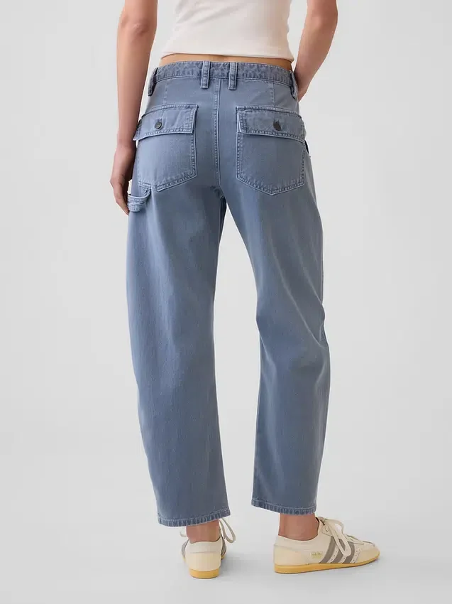 Mid Rise Barrel Utility Ankle Pants