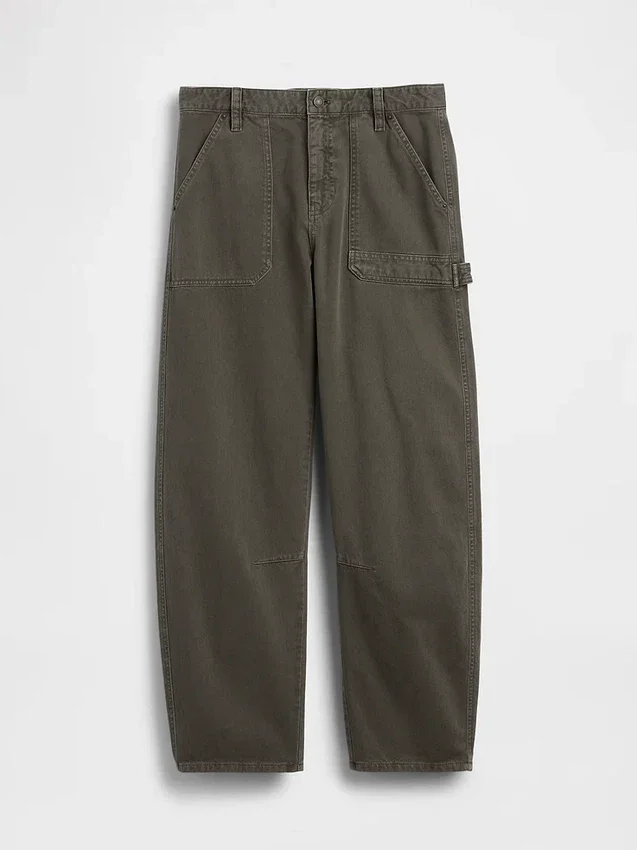 Mid Rise Barrel Utility Ankle Pants