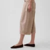 Mid Rise Belted Culotte Barrel Pants