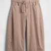 Mid Rise Belted Culotte Barrel Pants