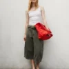 Mid Rise Belted Culotte Barrel Pants