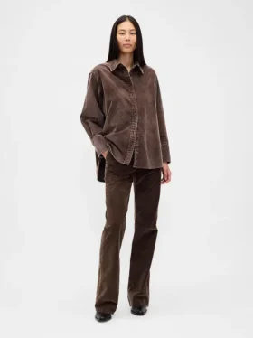 Mid Rise Corduroy Flare Pants