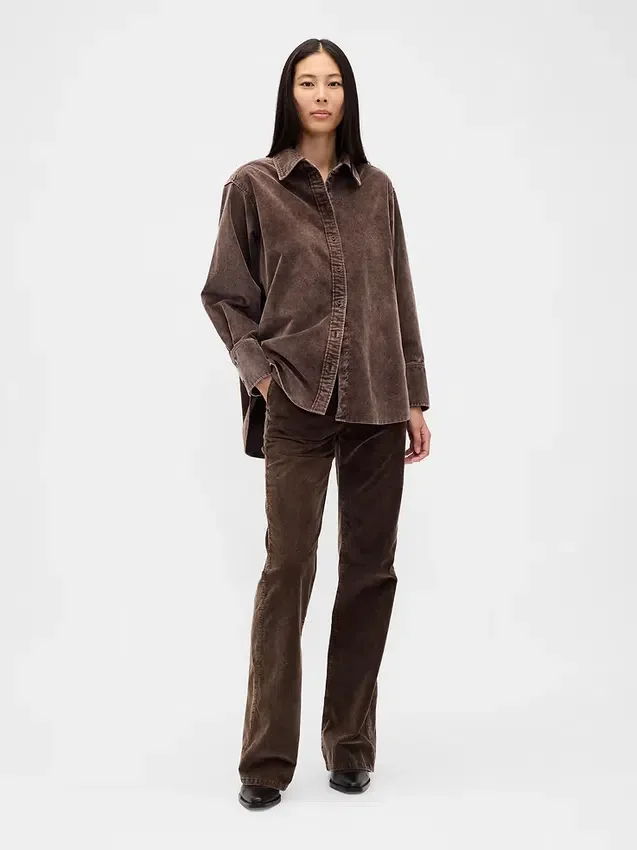 Mid Rise Corduroy Flare Pants