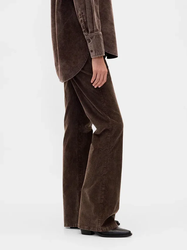 Mid Rise Corduroy Flare Pants
