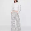 Mid Rise Denim Stripe Baggy Jeans