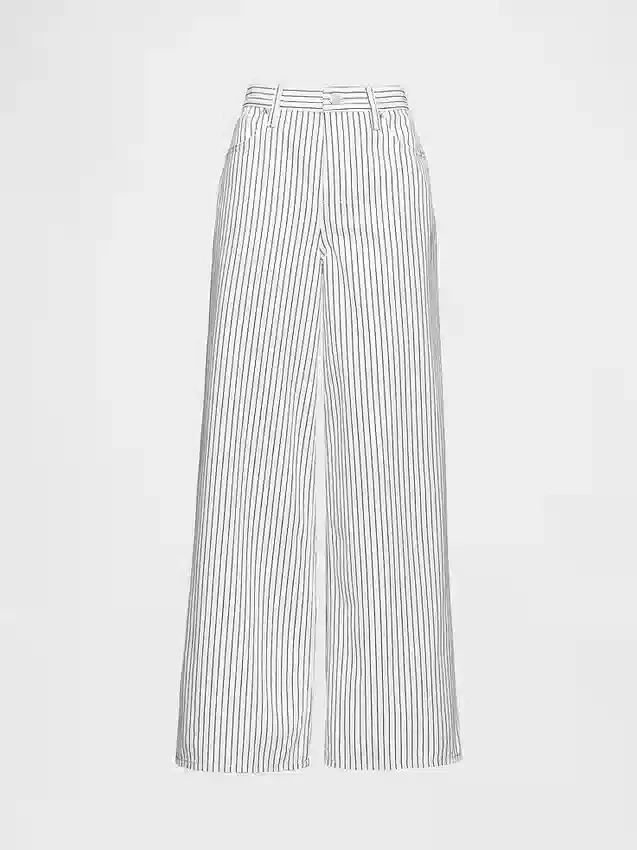 Mid Rise Denim Stripe Baggy Jeans