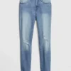 Mid Rise Distressed True Skinny Ankle Jeans