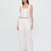 Mid Rise Eyelet Easy Wide-Leg Pants