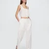 Mid Rise Eyelet Easy Wide-Leg Pants