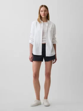 Mid Rise Khaki Shorts