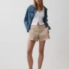 Mid Rise Khaki Shorts