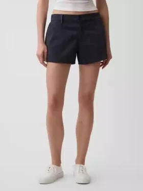 Mid Rise Khaki Shorts