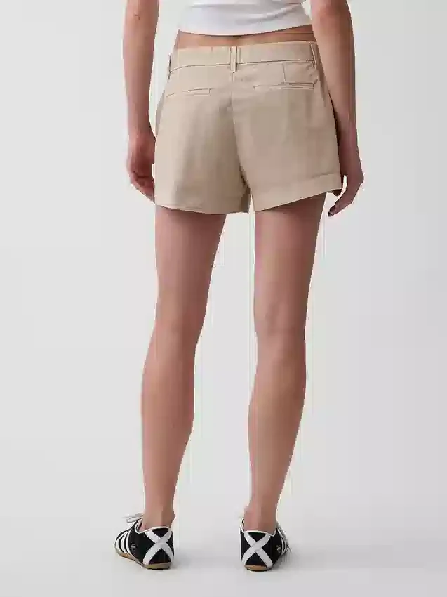 Mid Rise Khaki Shorts