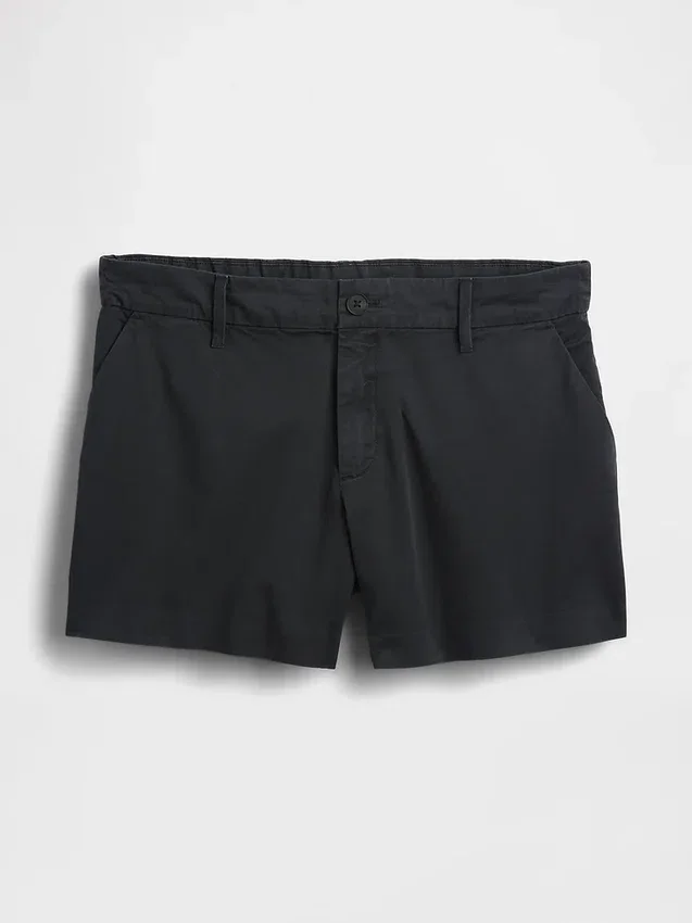 Mid Rise Khaki Shorts