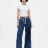 Mid Rise Knit Denim Baggy Jeans