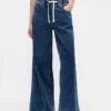 Mid Rise Knit Denim Baggy Jeans